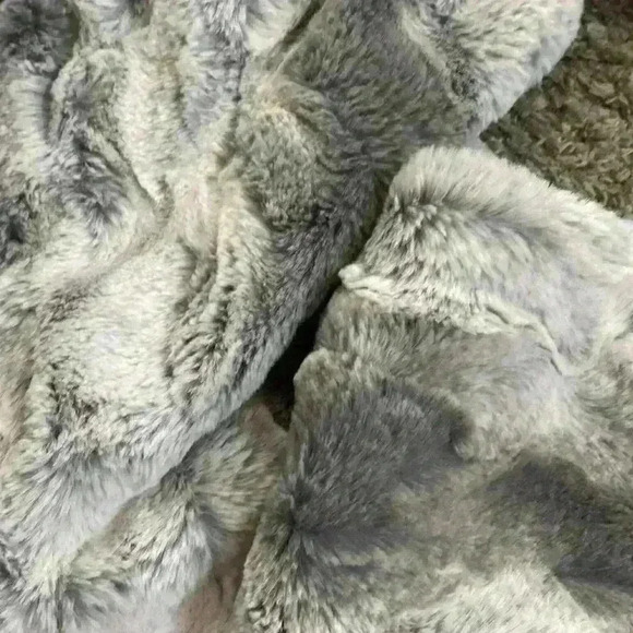 Loft faux fur, minky infinity, gray and white wrap scarf - Picture 3 of 4